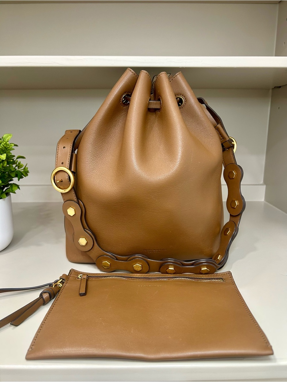 Authentic Tory Burch Caroline Hobo Bag Handbag Leather Purse